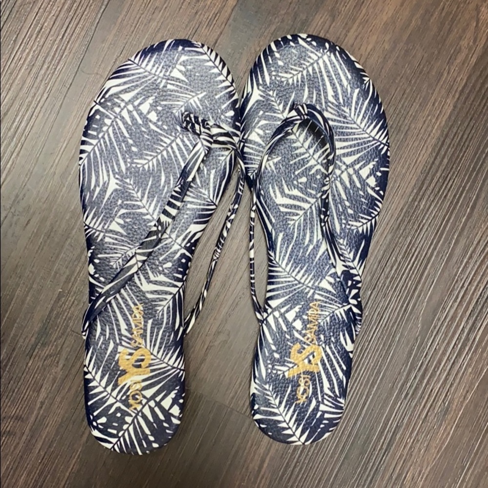 Yosi Samra Blue and White Flip Flops